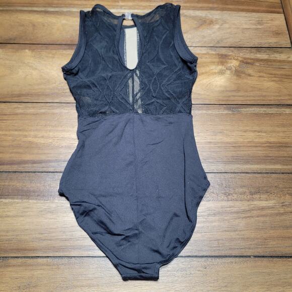So Danca Black Sleeveless Bodysuit w/ Mesh Top - Picture 3 of 6